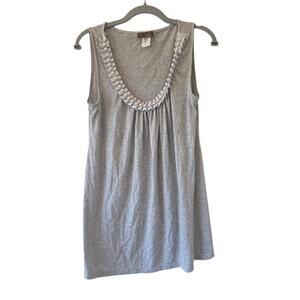 M USA Gray Pearl Embellished Tunic Tank Top Large Cottagecore Coquette